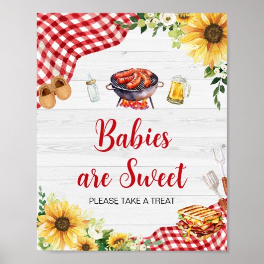 Sonnenblumen GRILLEN Babydusche Babys sind süß Poster (Vorne)