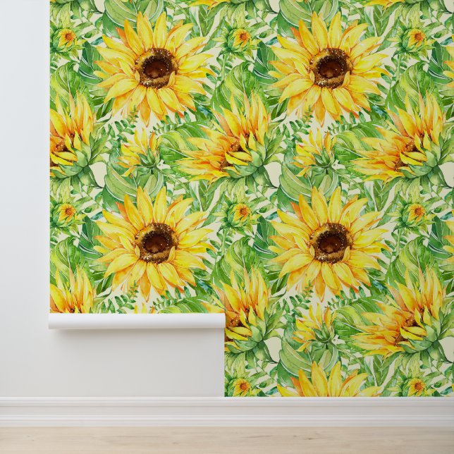 Sonnenblumen Große Blumen auf Creme Tapete (Anwendung)