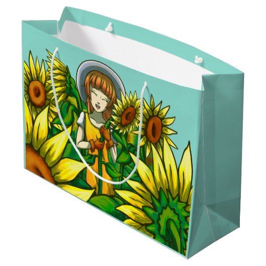 Sonnenblumen Große Geschenktüte (Rückseite Schrägansicht)