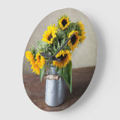 Sonnenblumen Große Wanduhr (Winkel)