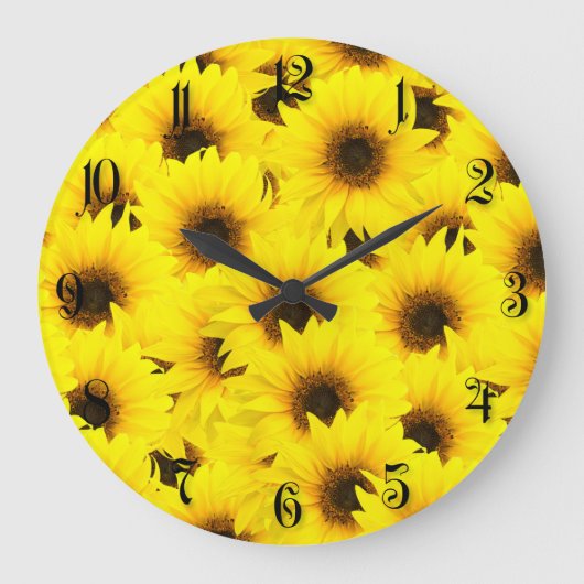 Sonnenblumen Große Wanduhr (Vorderseite)
