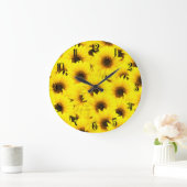 Sonnenblumen Große Wanduhr (Zuhause)