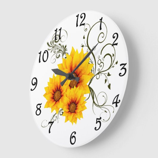 Sonnenblumen Große Wanduhr (Winkel)