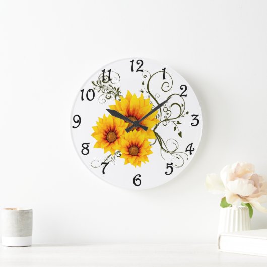 Sonnenblumen Große Wanduhr (Zuhause)