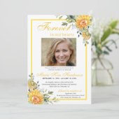 Sonnenblumen Grün für immer in unserem Herz Beerdi Einladung (Stehend Vorderseite)