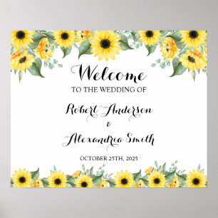 Sonnenblumen Grün Hochzeit Begrüßung Poster
