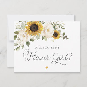 Sonnenblumen Grün Weißes Blumenmädchen Hochzeit Einladung