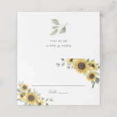Sonnenblumen Grüne Blätter Hochzeitstisch Platzkarte (Außenseite Aufgefaltet)