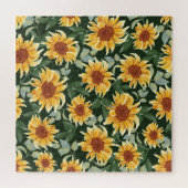 Sonnenblumen Grüne Dekoration: Saisonale Muster Puzzle (Horizontal)