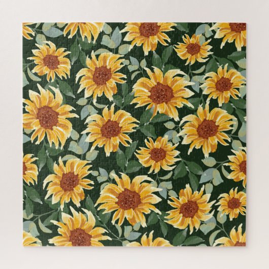 Sonnenblumen Grüne Dekoration: Saisonale Muster Puzzle (Vertikal)