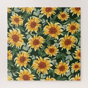 Sonnenblumen Grüne Dekoration: Saisonales Muster Puzzle