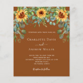 Sonnenblumen Grüne Eukalyptusbraun Einladung (Vorderseite)