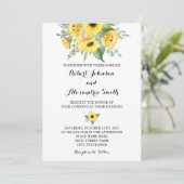Sonnenblumen Grüne Hochzeit Country Chic Einladung (Stehend Vorderseite)