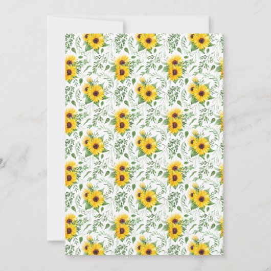 Sonnenblumen Grüne Hochzeit Country Chic Einladung (Rückseite)