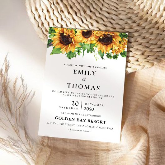Sonnenblumen Grüne Hochzeit Einladung