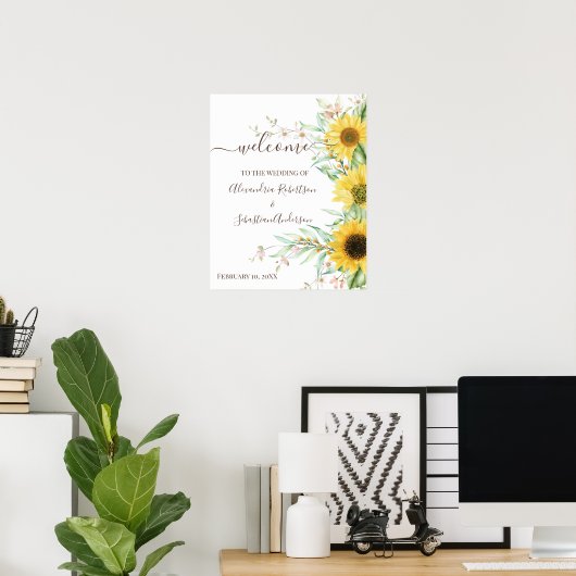 Sonnenblumen Grüne Hochzeitssymbol Poster (Heimbüro)