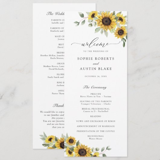 Sonnenblumen Grüne Olivenbäume Blätter Rustikale H Programm (Vorne/Hinten)