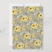 Sonnenblumen Grüne Paare Dusche Rustikale Hochzeit Einladung (Rückseite)
