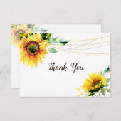 Sonnenblumen Grüne Streichellichter Rustikale Hoch Dankeskarte (Vorne/Hinten)