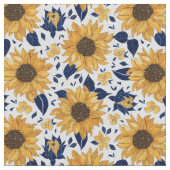 Sonnenblumen Grüne tropische Dschungelpalme Stoff (Nahaufnahme)