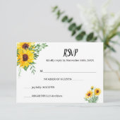 Sonnenblumen Grüne UAWG Wedding Response Card RSVP Karte (Stehend Vorderseite)