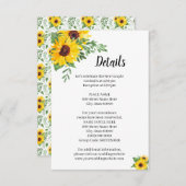Sonnenblumen Grünes Brautparty Hochzeiten Details Begleitkarte (Vorne/Hinten)