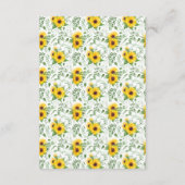 Sonnenblumen Grünes Brautparty Hochzeiten Details Begleitkarte (Rückseite)