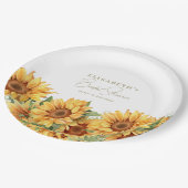 Sonnenblumen Grünes elegantes Brautparty Pappteller (Schrägansicht)