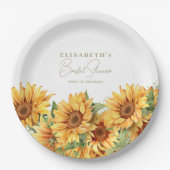 Sonnenblumen Grünes elegantes Brautparty Pappteller (Vorderseite)