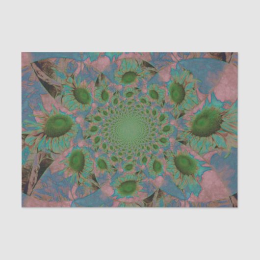 Sonnenblumen Grünes Rosa Abstraktes Deko Seidenpapier (Vorderseite)