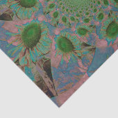 Sonnenblumen Grünes Rosa Abstraktes Deko Seidenpapier (Ausschnitt)