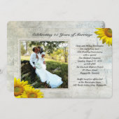 Sonnenblumen Grunge Foto Verlängerung der Ehefraue Einladung (Vorne/Hinten)