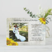 Sonnenblumen Grunge Foto Verlängerung der Ehefraue Einladung (Stehend Vorderseite)