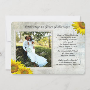 Sonnenblumen-Grunge-Foto zur Erneuerung der Hochze Einladung