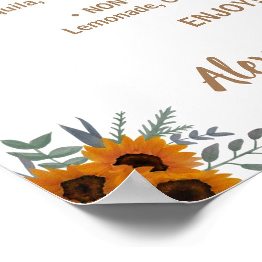 Sonnenblumen Grüngetränke Liste Bridal Wedding Poster (Ecke)