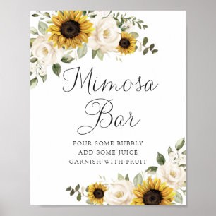 Sonnenblumen Grünzeug Florales Hochzeits-Mimosa-Ba Poster