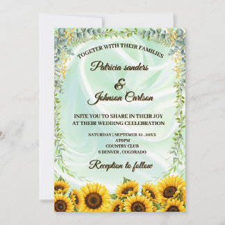 Sonnenblumen- & Grünzeug-Hochzeitseinladung Einladung