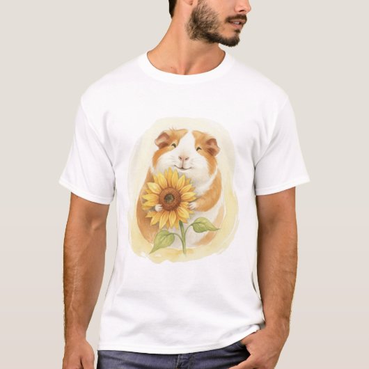 Sonnenblumen Guinea Pig - Gentle Watercolor TinyFu T-Shirt (Vorderseite)