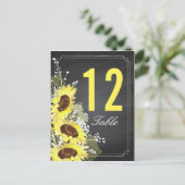 Sonnenblumen Halbpension Rustikale Hochzeitskarte Postkarte (Stehend Vorderseite)