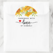 Sonnenblumen Handgefertigt mit Liebe Runder Aufkleber (Tasche)