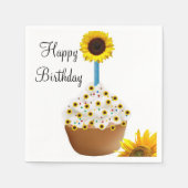 Sonnenblumen Happy Birthday Cupcake Paper Napkins Serviette (Vorderseite)
