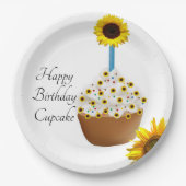 Sonnenblumen Happy Birthday Cupcake Paper Teller (Vorderseite)