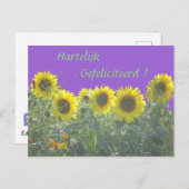 Sonnenblumen Happy Birthday in Dutch Postcard Postkarte (Vorne/Hinten)