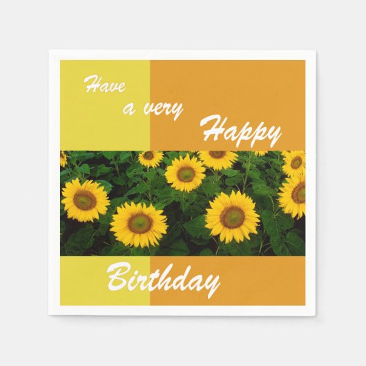 Sonnenblumen - Happy Birthday Paper Napkin Serviette (Vorderseite)