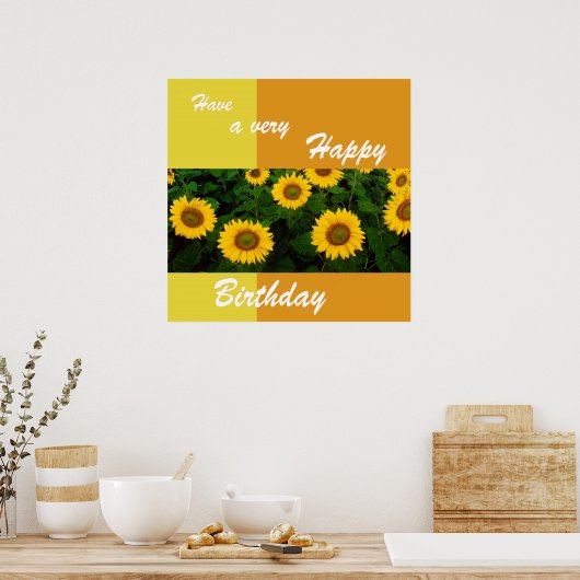 Sonnenblumen - Happy Birthday Poster (Küche)