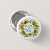 Sonnenblumen Happy Mother Day Floral Frame Button (Vorne & Hinten)