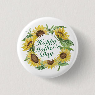 Sonnenblumen Happy Mother Day Floral Frame Button