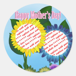 Sonnenblumen-Happy-Mother-Day-Foto Runder Aufkleber