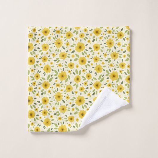 Sonnenblumen Happy Pattern Badetuch Set (Waschlappen)