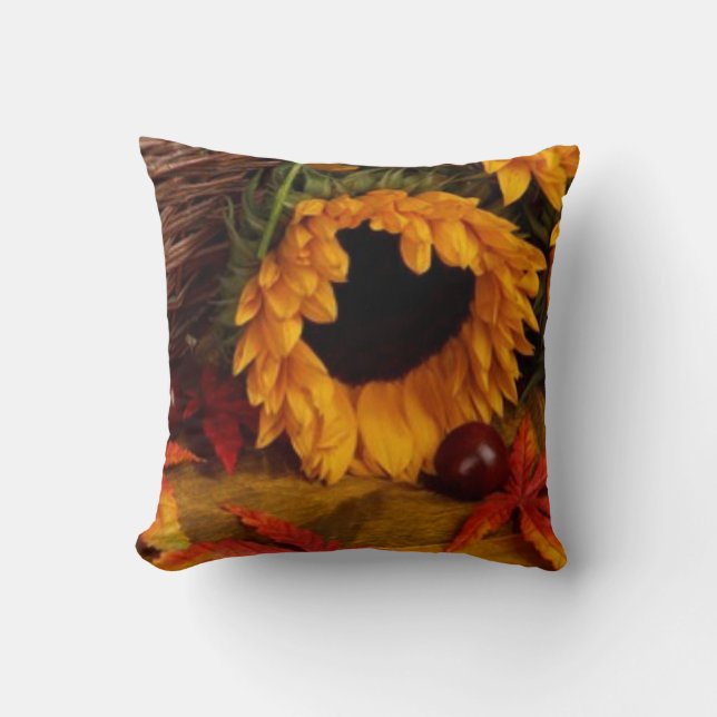 "Sonnenblumen Herbst-Blume" Fall Kissen (Vorderseite)